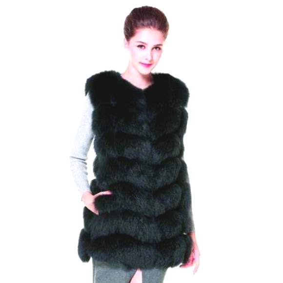 Fox Fur Vest Green - Picture 3 of 13